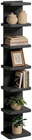 Versatile 7 Tier Wall Shelf Unit, Floating Lack Wall Shelf, Black