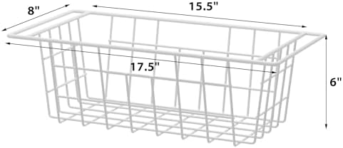 Chest Freezer Organizer Bins, Deep Freezer Basket Storage Rack Bins Wire Metal Baskets with Hanging Handles 17.5" 2Packs