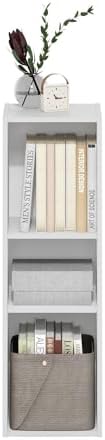 Furinno Fulda Book Shelf, 3-Tier Narrow Storage Cabinet, Bookcase with 10-in Width Storage Shelf, 9.3 x 9.8 x 31.5, for 