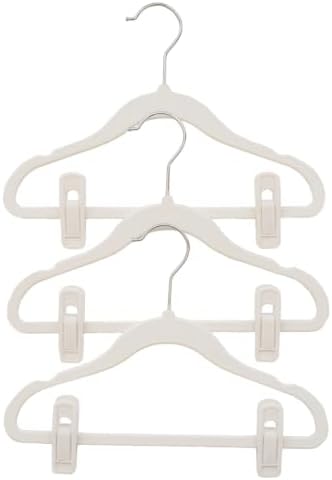 3 Sprouts Velvet Baby Hangers, Non Slip Slim, Cream, 30 Pack with 10 Clips