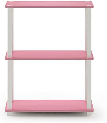 Furinno TURN-S-TUBE Storage Shelves, 3-Tier Book Shelf, Corner Shelf, Toolless Open Shelves, for Organization and Storag