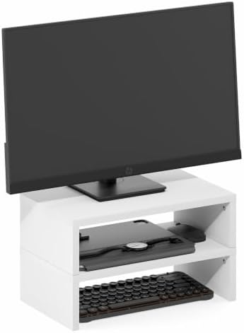 Furinno CLASSIC Monitor Stand Riser Set of 2, 15.7" Wide Dual Monitor Riser, Stackable Separable Laptop Stand for Desk, 