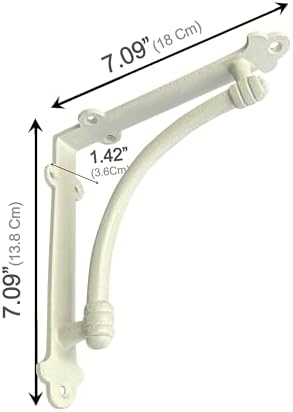 NACH Decorative Shelf Brackets, 2 Pack of 7 x 1.5 x 7 inch White Cast Iron Shelf Brackets - Decorative Brackets White - 