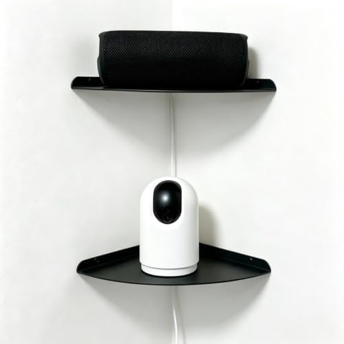 Small Floating Corner Shelves Metal Corner Wall Mounted Shelf Curved Corner Hanging Shelving for Bathroom, Kitchen, Livi