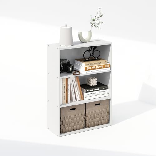 Furinno Simple Book Shelf, 3-Tier Bookshelf, Storage Shelves Bookcase, 9.7 x 23.7 x 31.5, for Living Room, Bedroom, Home