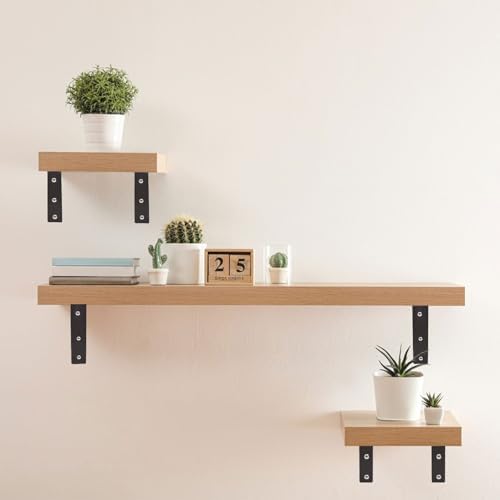 4 Pack Heavy Duty Floating Shelf Brackets, Black Metal L Wall Brackets, DIY Industrial Shelf Brackets - L 6" x H 4" x W 