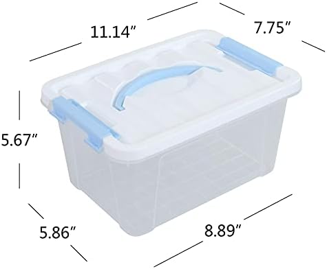 6 Packs 6 Quart Clear Plastic Storage Container Box Bins with Lids/Latches Clips/Handles