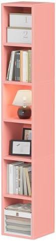 6-Tier Tall Narrow Bookshelf,Slim Bookcase with Open Cubes