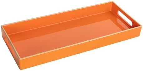MAONAME Orange Bathroom Tray, Rectangular Toilet Tank Trays with Handles