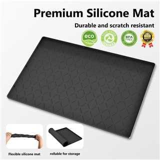 MateeyLife Silicone Mat Waterproof 12"X19", Ideal for Dog and Cat Food Mat, Dog Bowl Mats for Food and Water, Pet Placemat with Lip for Messy Drinkers to Protect Floor, Classic Black