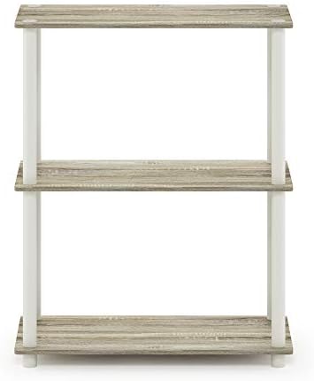 Furinno TURN-N-TUBE Storage Shelves, 3-Tier Book Shelf, Corner Shelf, Toolless Open Shelves, for Organization and Storag