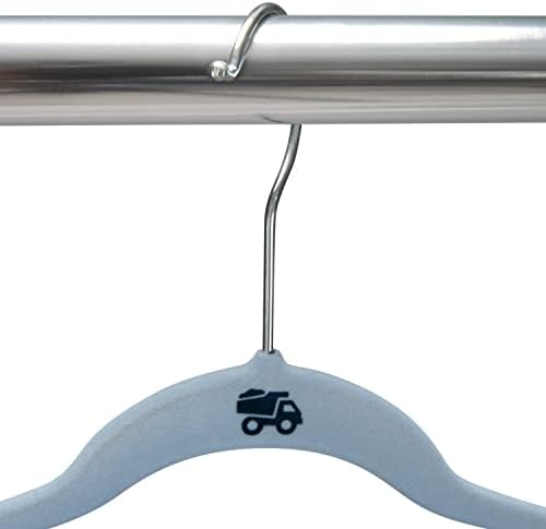 Simplify 50 Pack Kids Velvet Hangers | Slim | Non-Slip Design | Space Saving | Childrens Clothes | Shirts | Pants | Dresses | Baby Nursery | Closet Storage & Organization | Light Blue