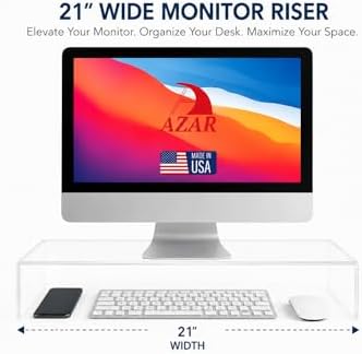 Azar 515360 Acrylic Monitor Stand Riser – Made in USA Laptop stand and Monitor Riser Acrylic Monitor Stand Riser Clear L