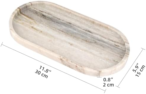 Oval Marble Bathroom Vanity Tray, Viva Jade, 12" x 6" x 0.8"