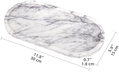 Oval Marble Bathroom Vanity Tray, Lilac, 12" x 6" x 0.8"