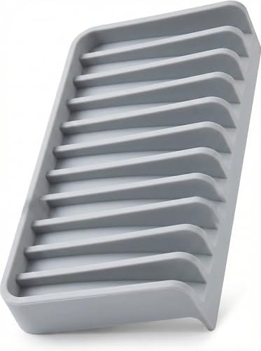 Effilogic Silicone Sponge Holder Self Draining Sink Organizer Faucet Mat for Kitchen Countertop Protector Large Grey