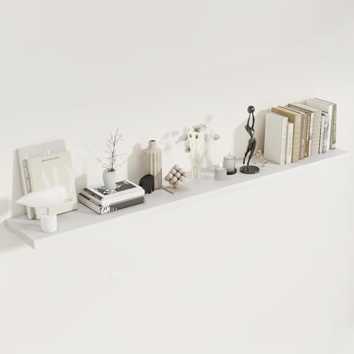 Fun Memories 72 Inch Floating Shelves for Wall, 8 Inch Deep Floating Shelf, Large Shelves with Invisible Bracket for Boo
