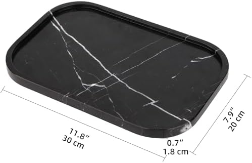 Marble Bathroom Vanity Decorative Tray, Black Marquina, 12 * 8 * 0.8