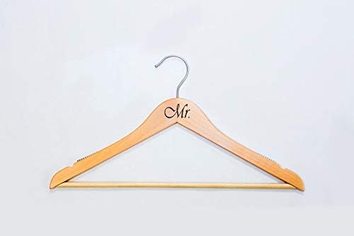 NAHANCO MRMR20017WB Same Sex, Gay Pride Hanger Set, Natural Wood Hangers with Black Imprint (Mr. and Mr.), 17” (2-Piece 