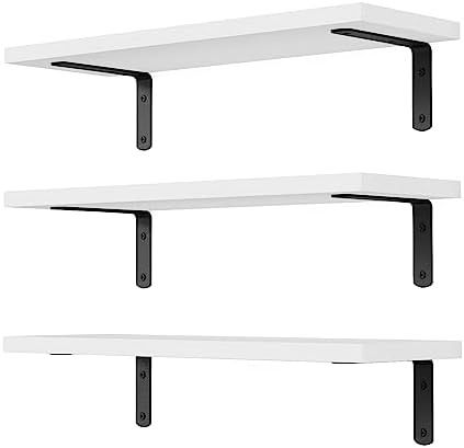 DOLLFIO Floating Wall Shelves, Decor & Storage, White, 16.5'', 3Pcs