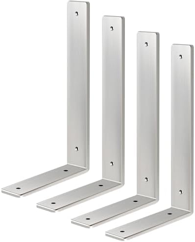 Floating Shelf Bracket Stainless Steel 6 Inch, 4 Pack Heavy Duty Shelf Brackets, Wall Shelf Bracket for DIY Decorative w