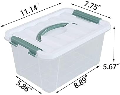 6 Pack Small Container Bins, Clear Plastic Storage Boxes with Lids, 11.14''L x 7.75''W x 5.67''H