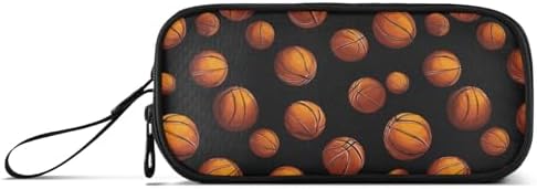 Wfrish Large Pencil Case, Basketball Capacity Pencil Pouch 3 Compartments,Zipper Pencil Box, Back to School Supplies for Teen Girls Boy Student College Adults,Travel Essentials Black