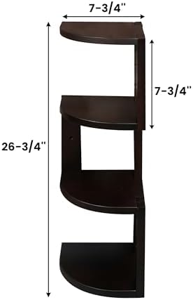 CONSDAN Corner Shelves, Solid Hickory Wood Corner Shelf Wall Mounted, 4 Tier Floating Corner Shelves for Wall, Wall Corn
