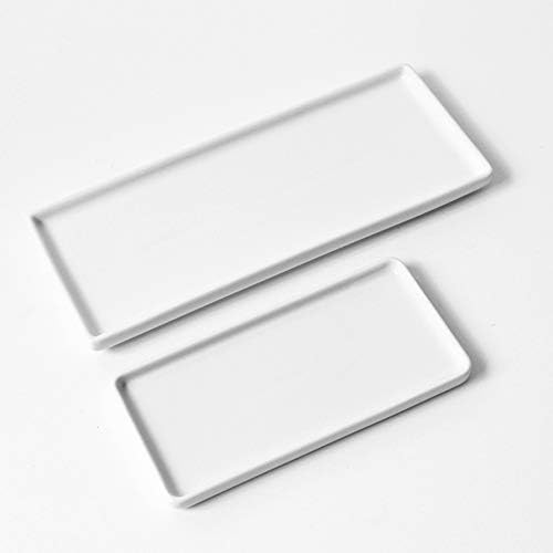 Ceramic Vanity Tray Small Rectangle, Bathtub Tray Bathroom Organizer, Cosmetics Holder for Tissue Candle Towel Plant Jew