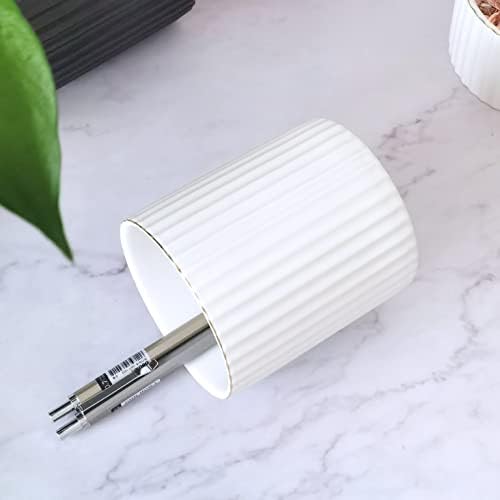 CROWNOS Pen Holder for Desk, Ceramic Pencil Cup Office Desk Organizer, Makeup Brush Holder, White