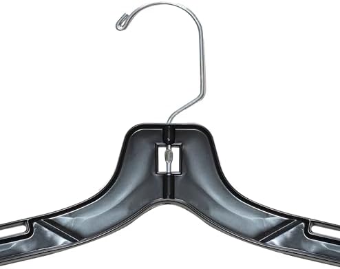 NAHANCO 17” Black Mid-Heavyweight Plastic Hanger, Chrome Hook, 100 Pack