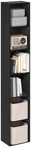Furinno PASIR Book Shelf, 6-Tier Bookcase, Tall Standing Bookshelf, Open Storage Shelf, 9.4 x 12 x 71 Inches, for Home O