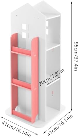 4-Tier Rotating Bookshelf,360° Display Book Shelf,Floor Standing Bookcase,Children's Bookshelves for Bedroom, Living Roo