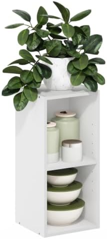 Furinno Fulda Book Shelf, 2-Tier Narrow Storage Cabinet, Bookcase with 10-in Width Storage Shelf, 9.3 x 9.8 x 21.2, for 