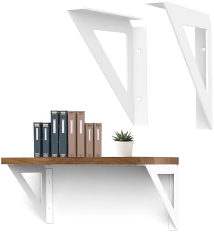 8 Inch Shelf Brackets,White Shelf Bracket Heavy Duty for Shelves,4 Pack