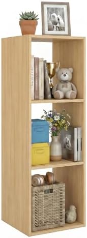 WannabeMyself【Easy Assembly】 3 Cube Storage Organizer with Anti-Tipping Kits,Reversible Open Back Book Shelf, Bookcase f