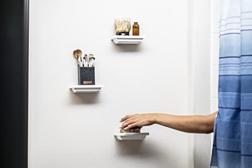 Small Floating Wall Shelf, Mini 4 x 6 in, White - 3 Pack