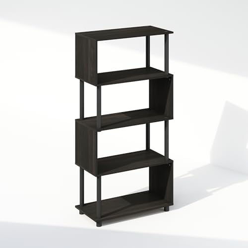 Furinno Reed 5-Tier Geometric Book Shelf with Open Shelf, Espresso