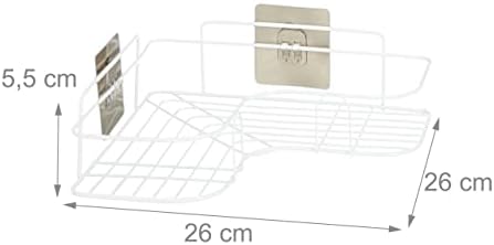 Relaxdays Corner Kitchen for Gluing, Storage, Spices and Herbs, Wall Shelf H x W x D 5.5 x 26 x 26 cm, Iron, White, 100%