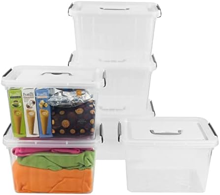 Bringer 6-Pack Clear Plastic Latching Storage Box, Plastic Box, 10 L