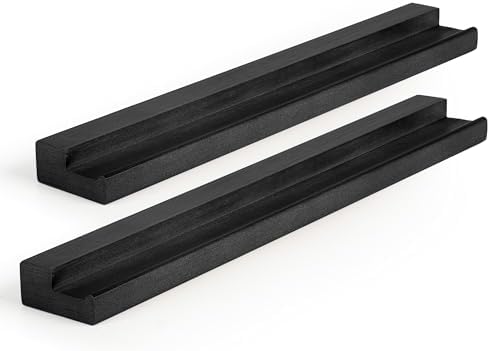 RICHFOCUS Vinyl Wall Mount, 2 Pack Solid Wood Record Shelf, Album Record Holder Display, 12 inch Floating Shelves for Wa