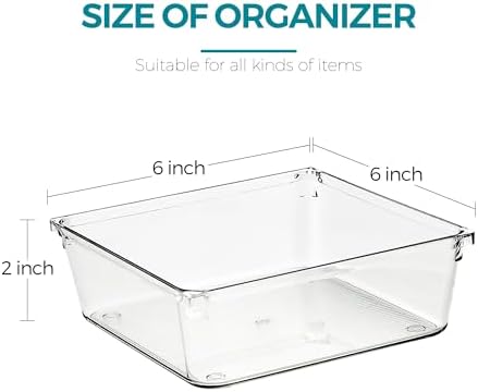 8 Pack Drawer Organizers, 6"X 6" Clear Acrylic Storage Bins
