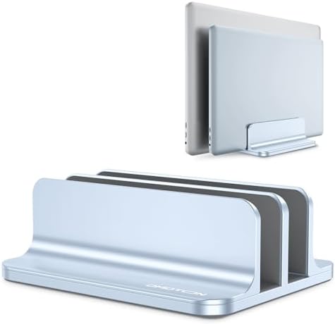 OMOTON Dual Vertical Desk Laptop Stand Holder, Fits MacBook Air, Sky Blue