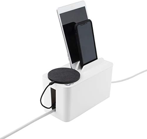 Bluelounge CableBox Mini Station White Cable and Cord Management System - Small Surge Protector Included