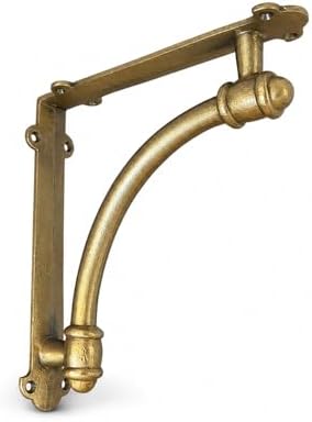 NACH Decorative Shelf Brackets, 2 Pack of 9.6 x 1.7 x 9.6 inch Gold Brackets - Cast Iron Shelf Brackets for Mounting - H