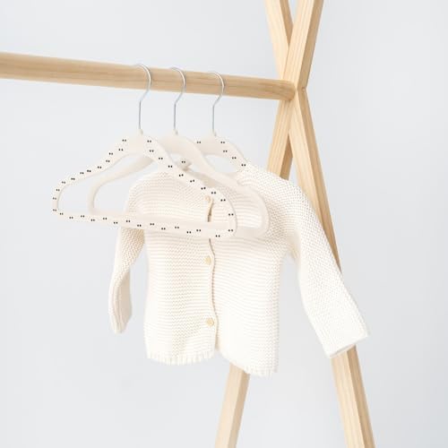 3 Sprouts Velvet Baby Hangers, Non Slip Slim, Double Dot Beige, 30 Pack