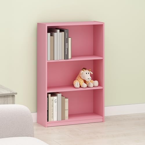 Frei Bookcases, Bookshelf, 40 Inch Tall 3 Tier Display Bookcase, with Adjustable Shelves, for Home Office, Living Room, 