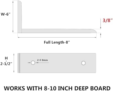 NEODROP 4-Pack 8 Inch Countertop Support Brackets, Heavy Duty L Brackets for Quartz/Wood/Laminate/Granite Countertops | 