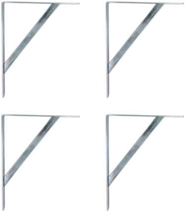 Amig, Pack of 4 Shelf Brackets Color Silver, Bracket for Shelves 400 x 275 mm, Heavy-Duty Steel: up to 225 kg