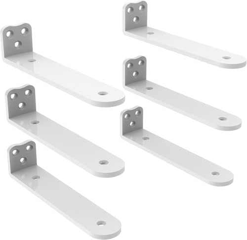 Eurydice Heavy Duty Floating Shelf Brackets, 1/4 in Thick 10 in 6Pack White